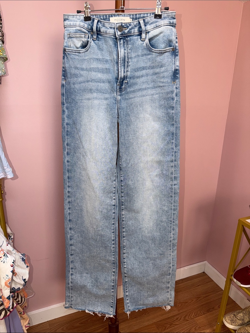 Light Blue Straight Leg Jeans - High Rise Casual Fit